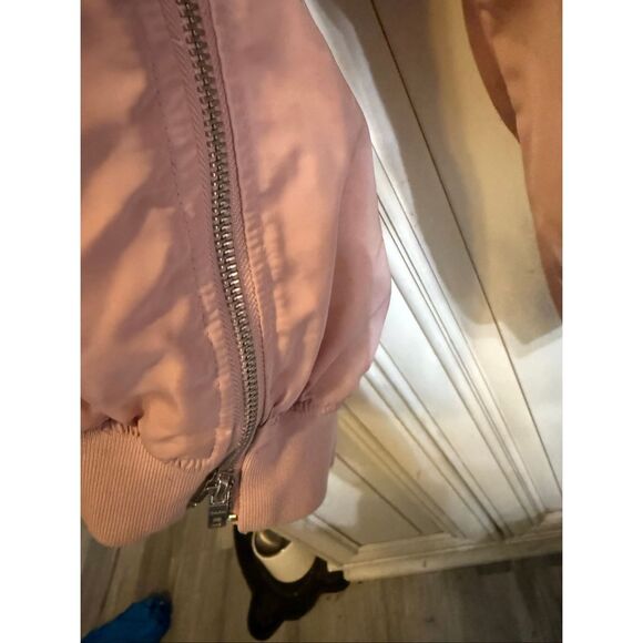 ZARA Girls Full Zip Ruched Long Sleeve Bomber Jacket Pink Size 11-12 - Picture 6 of 8